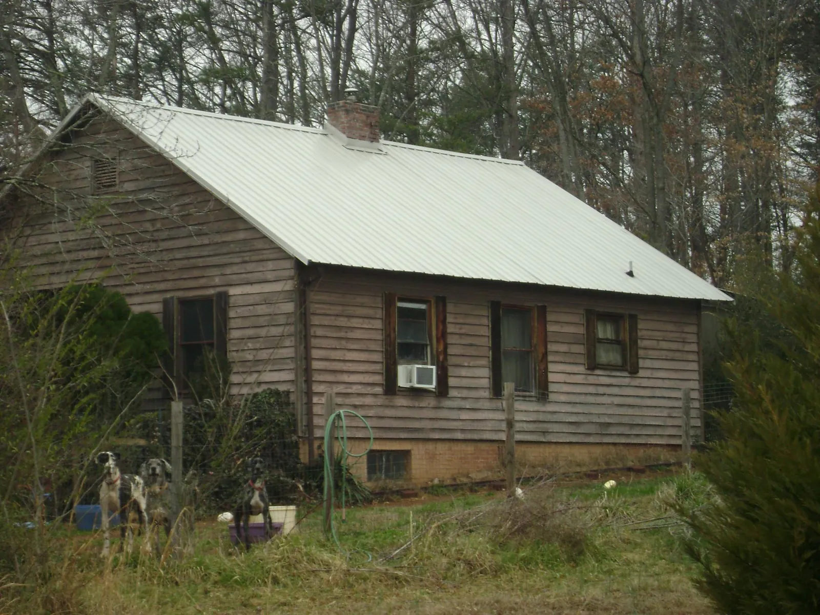 White metal roof on an old wood sided farmhouse, from a Metal Roof Installation job in Nunda